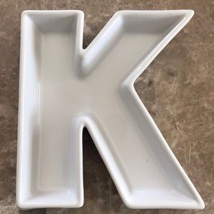 Ceramic K jewelry dish or candy dish.